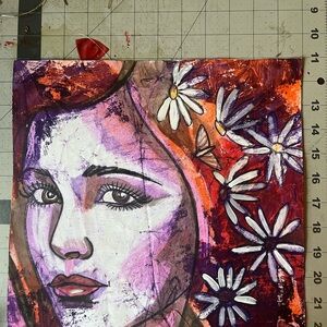 Original art, hand done art, painting, art sale, daisies art, women art